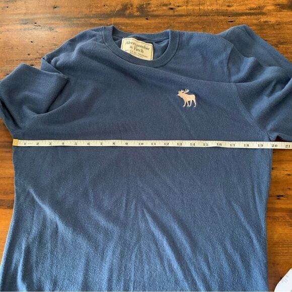 Abercrombie & Fitch Cotton Crew Neck Logo Blue Sweater Sz L - Picture 4 of 7